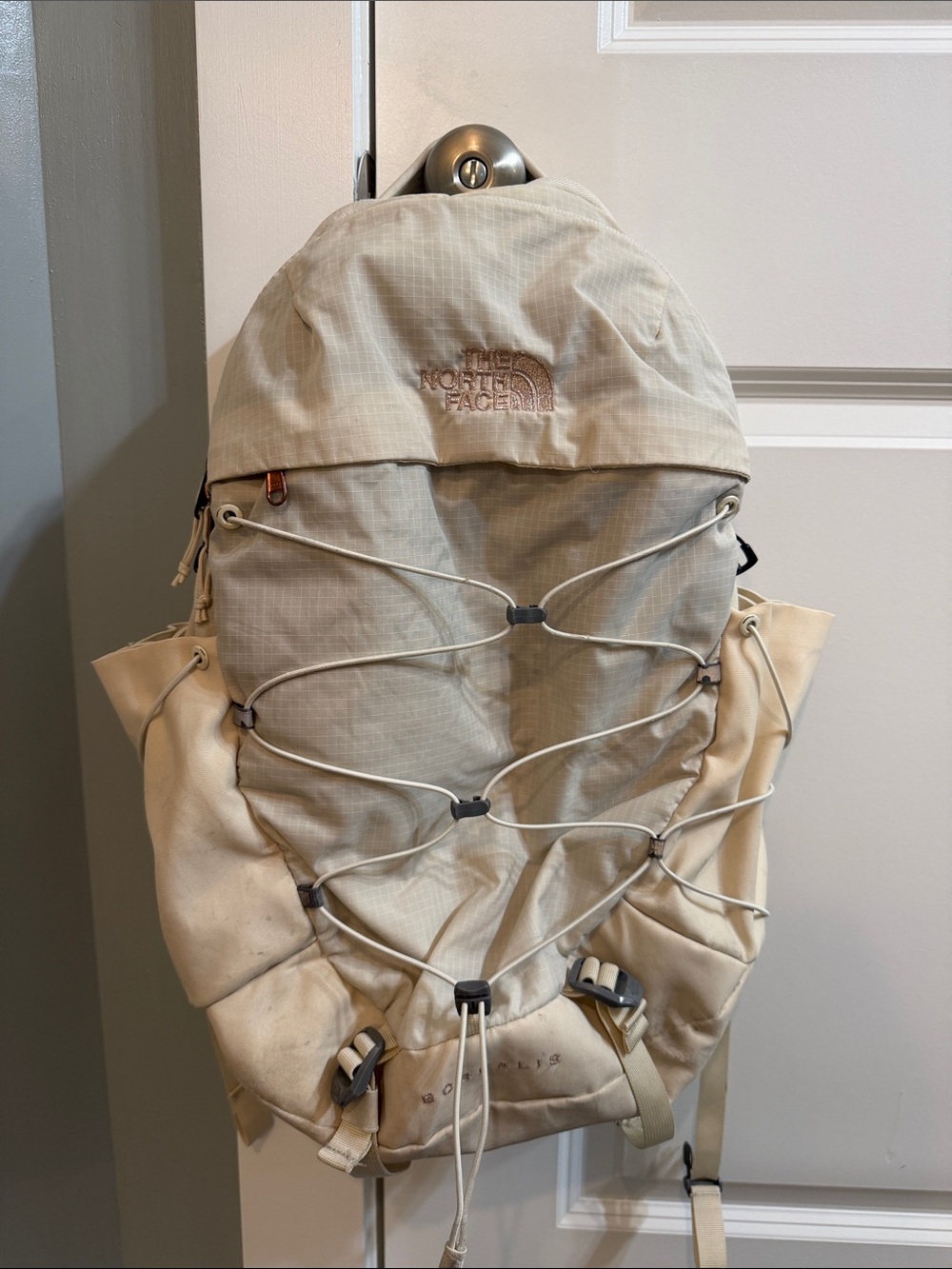 Cream & Rose gold The North Face Borealis bungee laptop Backpack